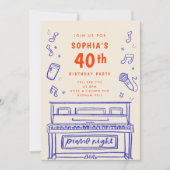 Piano Nacht 40ste Verjaardag Hand-getrokken Illust Kaart (Voorkant)