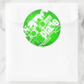 Piano; Neon Green Stripes. Ronde Sticker (Tas)