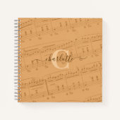 Piano Notities Muziekblad Monogram Perzik Elegant Notitieboek (Voorkant)