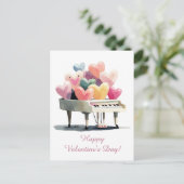 Piano of Love Hearts Valentine's Day Briefkaart (Staand voorkant)