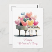 Piano of Love Hearts Valentine's Day Briefkaart (Voorkant / Achterkant)