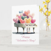 Piano of Love Hearts Valentine's Day Kaart (Gele Bloem)
