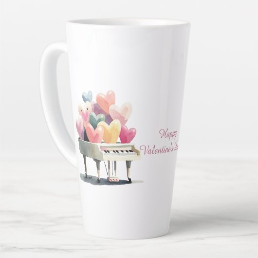 Piano of Love Hearts Valentine's Day Latte Mok (Linkerhoek)