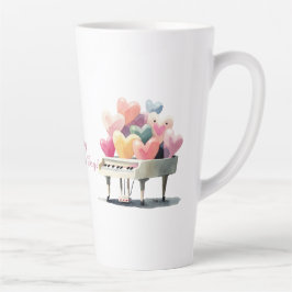 Piano of Love Hearts Valentine's Day Latte Mok