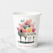 Piano of Love Hearts Valentine's Day Papieren Bekers (Achterkant)