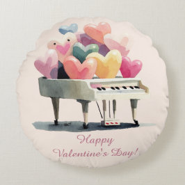 Piano of Love Hearts Valentine's Day Rond Kussen