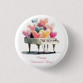Piano of Love Hearts Valentine's Day Ronde Button 3,2 Cm