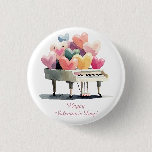 Piano of Love Hearts Valentine's Day Ronde Button 3,2 Cm (Voorkant)