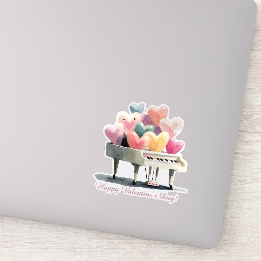 Piano of Love Hearts Valentine's Day Sticker (Detail)
