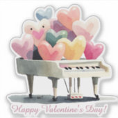 Piano of Love Hearts Valentine's Day Sticker (Voorkant)