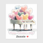 Piano of Love Hearts Valentine's Day Sticker (Vel)