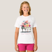 Piano of Love Hearts Valentine's Day T-shirt (Voorkant volledig)
