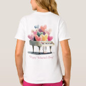 Piano of Love Hearts Valentine's Day T-shirt (Achterkant)