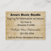 Piano- of muzieklessen Visitekaartje (Achterkant)