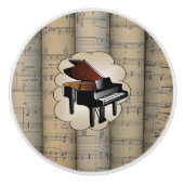 Piano on Cloud ~ Rolling Sheet Music Background ~ Keramische Knop (Voorkant)
