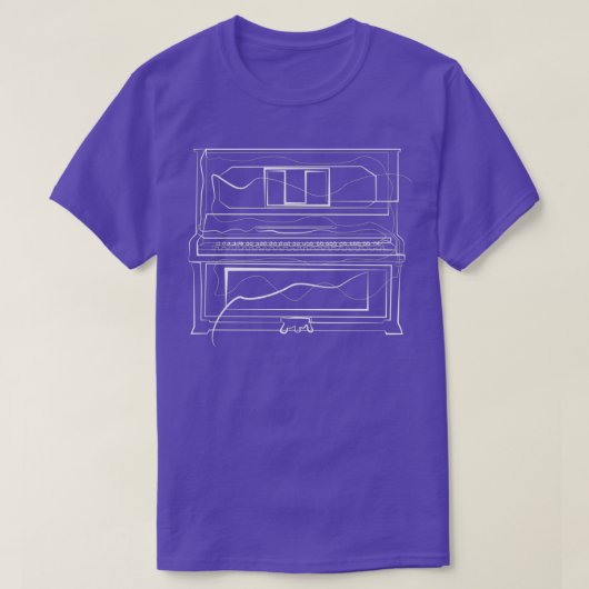 Piano one line tekening Long Sleeve TShirt (Design voorkant)