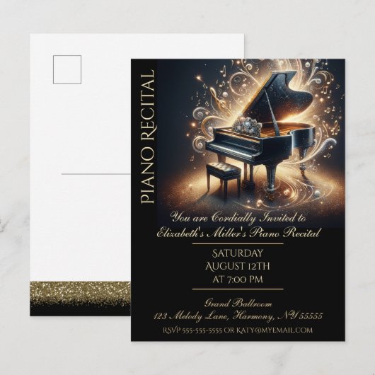 Piano Overweging Baby Grand Uitnodiging Briefkaart (Voorkant / Achterkant)