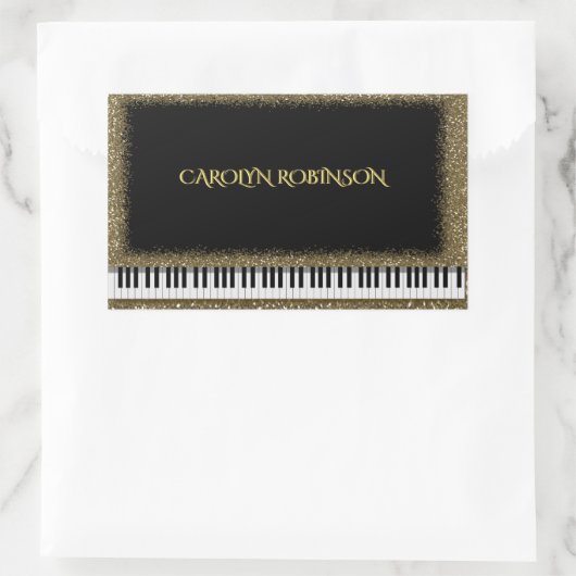 Piano Overweging Gouden Faux Glitter Sticker (Tas)