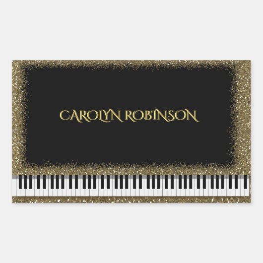Piano Overweging Gouden Faux Glitter Sticker (Voorkant)