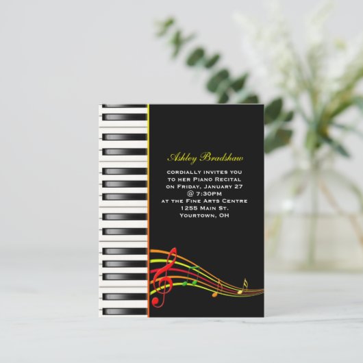 Piano Overweging Invite Kaart (Staand voorkant)