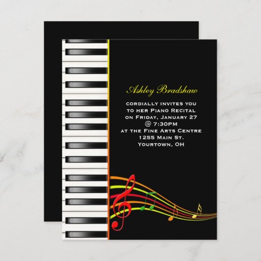 Piano Overweging Invite Kaart (Voorkant / Achterkant)