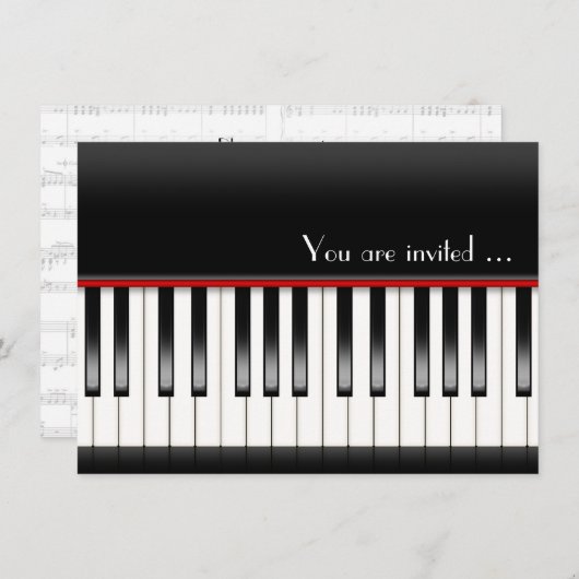 Piano Overweging Invite Kaart (Voorkant / Achterkant)