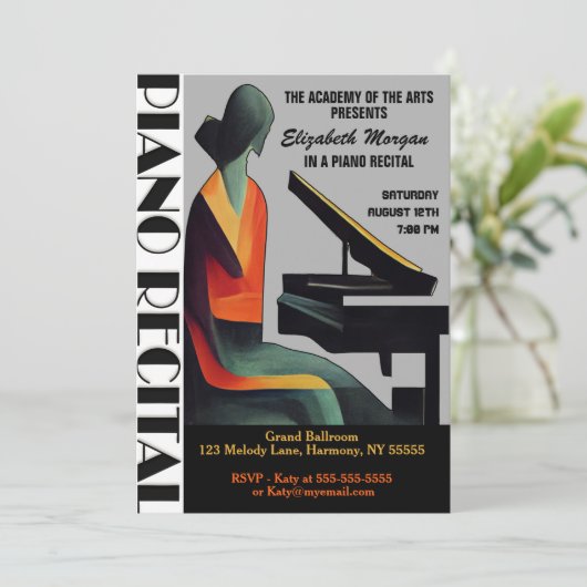 Piano Overweging Moderne minimale Abstracte uitnod Kaart (Staand voorkant)