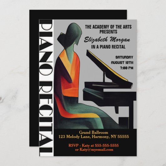 Piano Overweging Moderne minimale Abstracte uitnod Kaart (Voorkant / Achterkant)