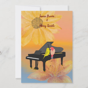 Piano Parrots Dreamweaver Flower Sunset Wedding Kaart