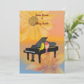 Piano Parrots Dreamweaver Flower Sunset Wedding Kaart (Staand voorkant)