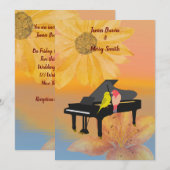Piano Parrots Dreamweaver Flower Sunset Wedding Kaart (Voorkant / Achterkant)
