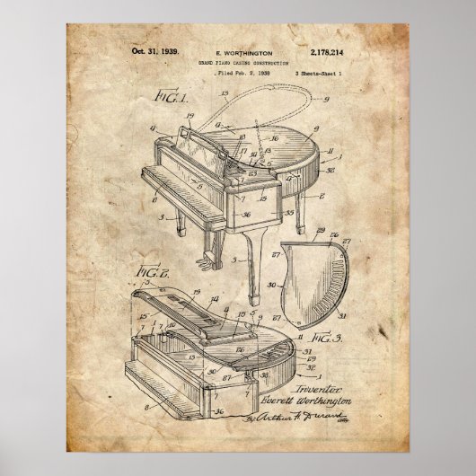 Piano Patent Poster (Voorkant)