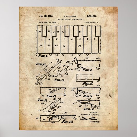 Piano Patent Poster (Voorkant)