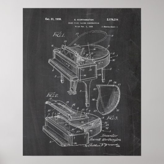 Piano Patent Poster (Voorkant)