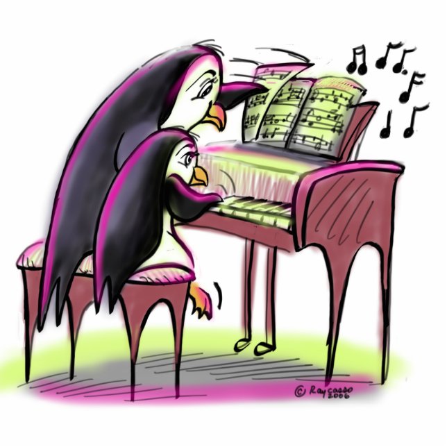 pIaNo pEnGuInS Staand Fotobeeldje (Voorkant)