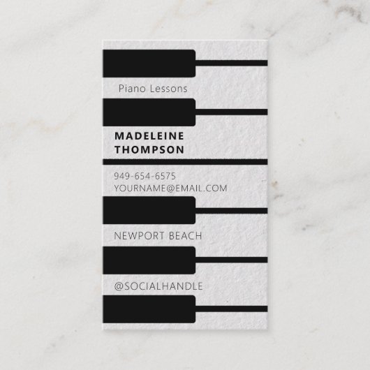 Piano Pianist Muziek Leraar Sleutels Toetsenbord M Visitekaartje (Voorkant)