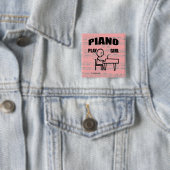 Piano Play Girl Vierkante Button 5,1 Cm (In situ)