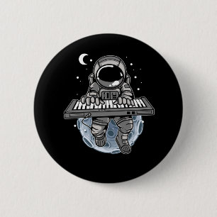 Piano Player Astronaut Music Instrument Cosmonaut Ronde Button 5,7 Cm