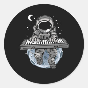 Piano Player Astronaut Music Instrument Cosmonaut Ronde Sticker