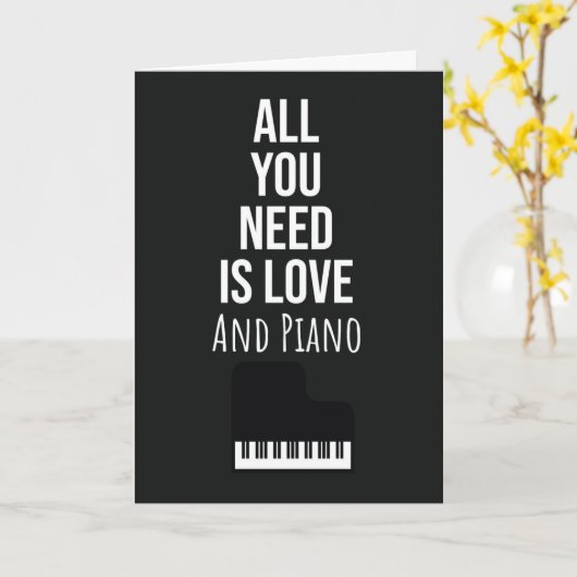Piano Player Cards Pianist Musician Keyboard  Kaart (Gele Bloem)