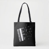 Piano Player Flying Muzieknoten Bird Pianist Tote Bag (Voorkant)