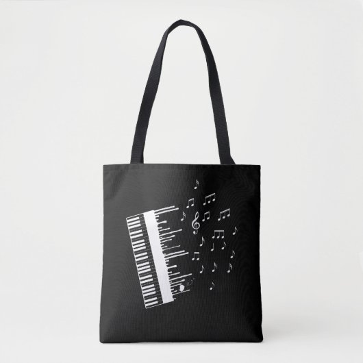 Piano Player Flying Muzieknoten Bird Pianist Tote Bag (Voorkant)
