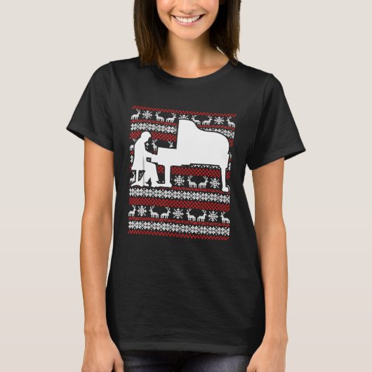 Piano Player Ugly Sweater Kerstmis Shirt (Voorkant)