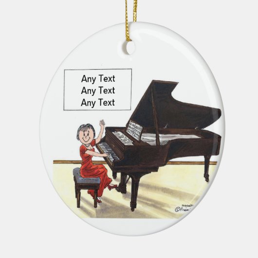 Piano Player - Vrouw Keramisch Ornament (Links)