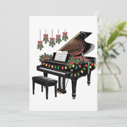 Piano Player Xmas Lighting Santa Playing  Save The Date (Staand voorkant)
