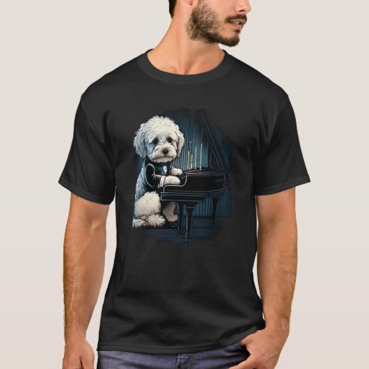Piano playing Havanese T-shirt (Voorkant)