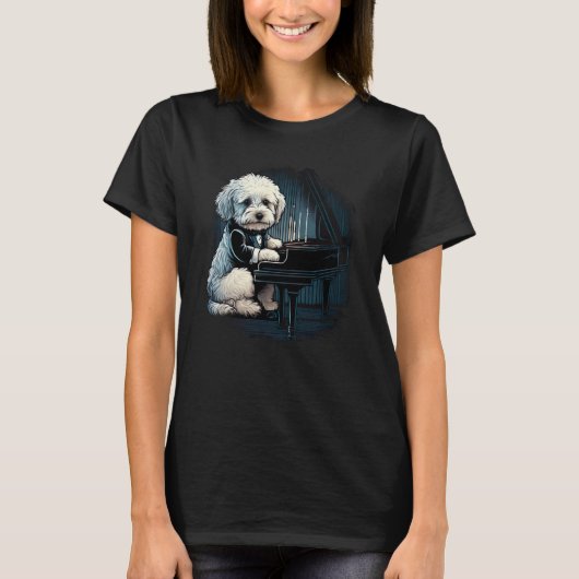 Piano playing Havanese T-shirt (Voorkant)