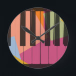 Piano Pop Art Ronde Klok<br><div class="desc">Piano Pop Art</div>