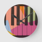 Piano Pop Art Ronde Klok (Voorkant)