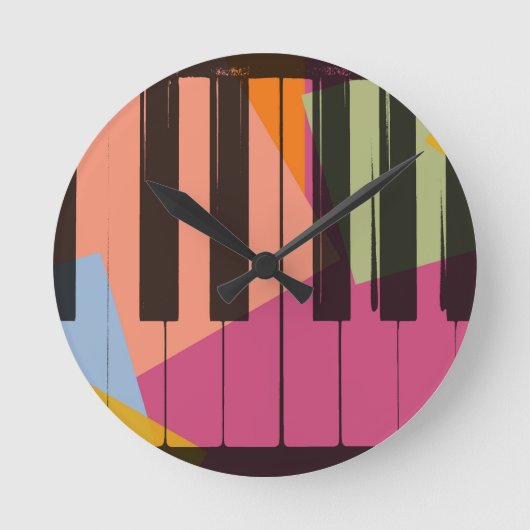 Piano Pop Art Ronde Klok (Voorkant)
